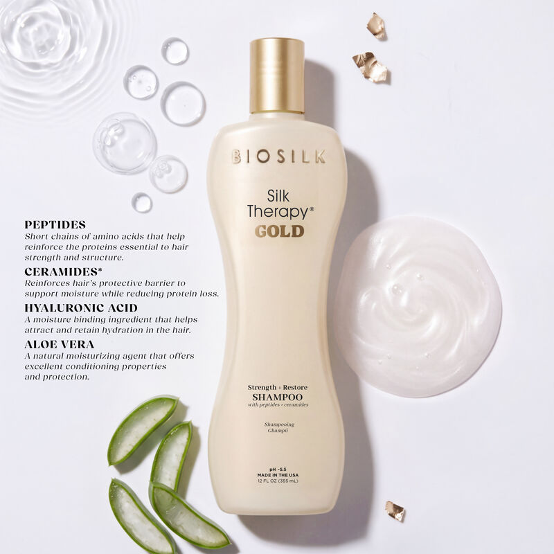 BioSilk Silk Therapy Gold Strength and Restore Shampoo - 12 Ounces, , large image number null
